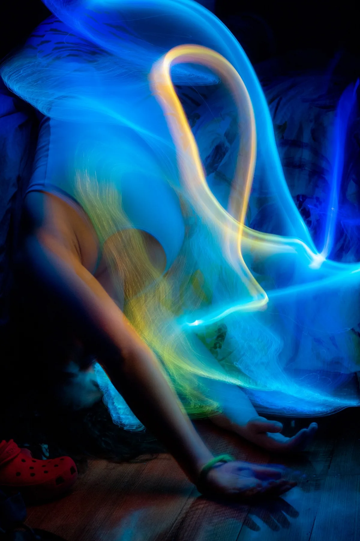 Blue and yellow light painting